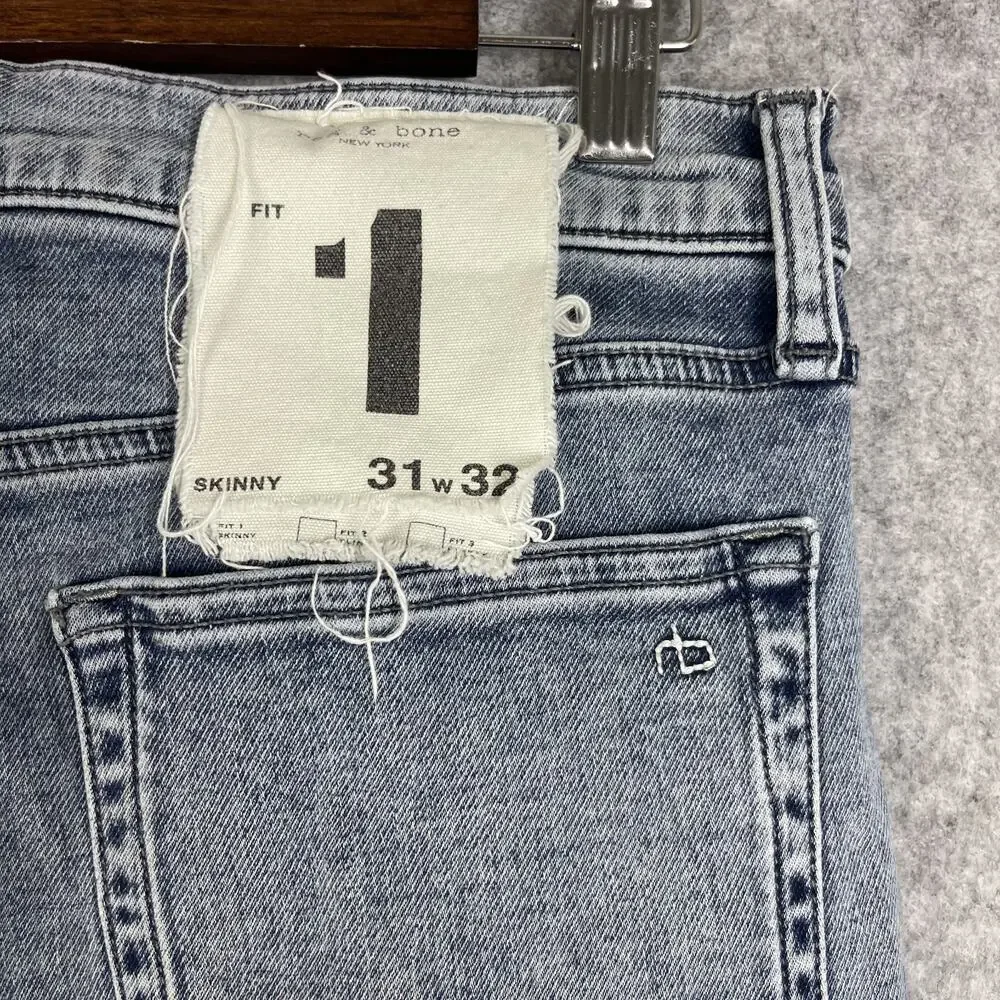 Rag & Bone Jeans Mens 31x32 Fit 1 Skinny Camber Light Wash‎ Mid Rise NWT